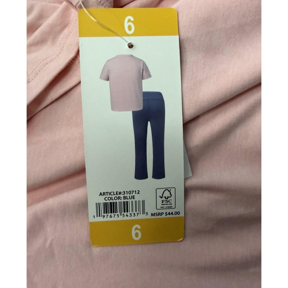 Reebok Active Outfit Set Girls 6 Pink Blue Tie Front‎ Tee Pants Elastic Waist - Picture 4 of 10